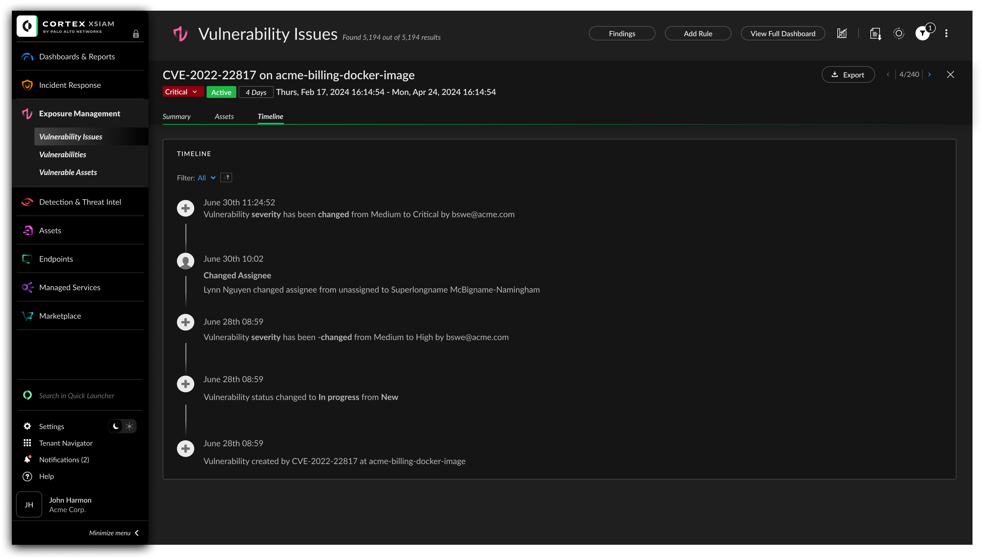 Vulnerability Timeline