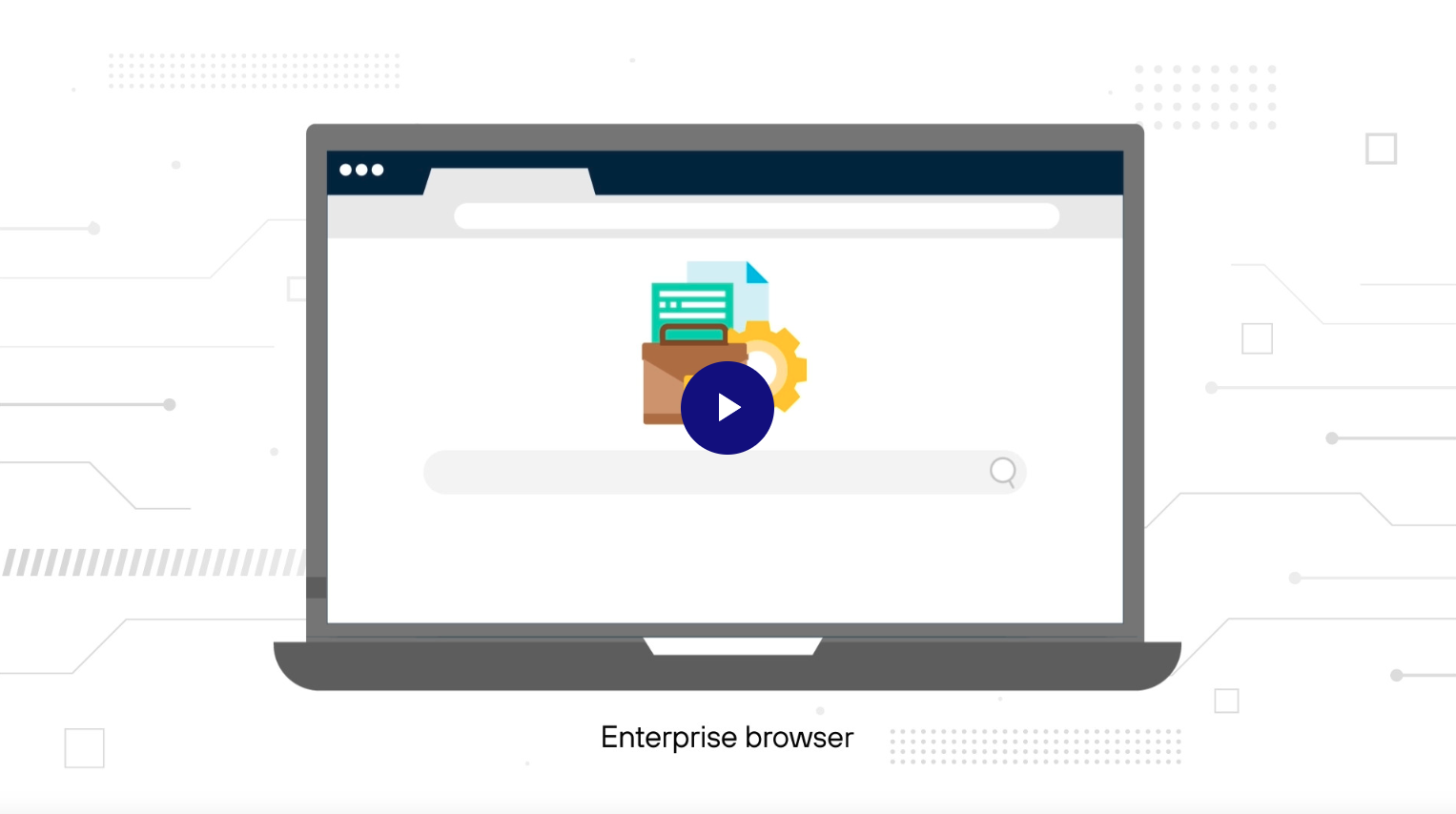 An image of a browser with a play button overlayed on top of the browser.