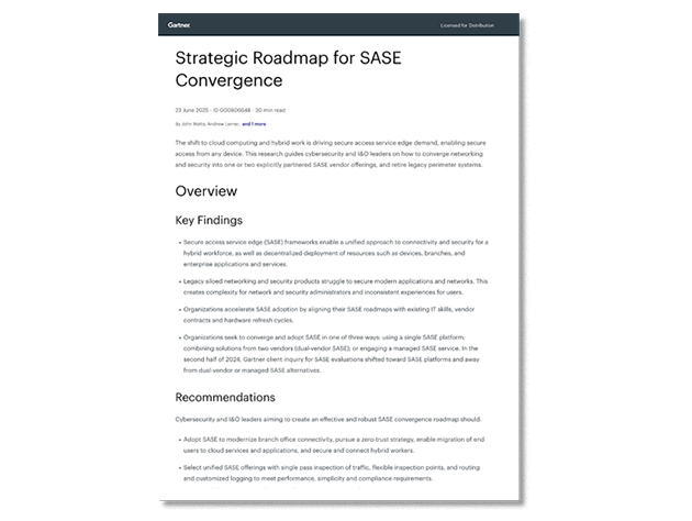 Gartner 2025 Strategic Roadmap for SASE Convergence