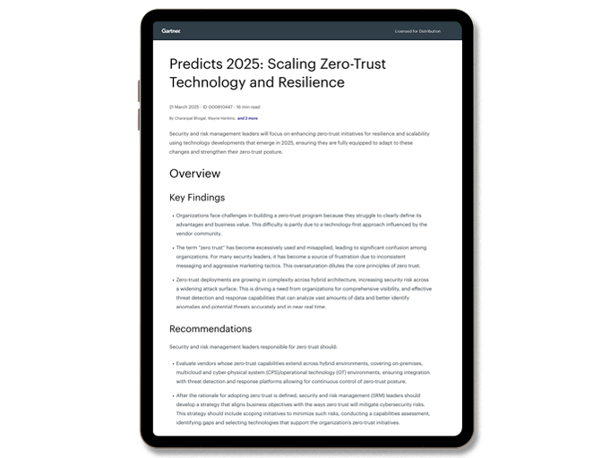 Gartner: Predicts 2025: Scaling Zero-Trust Technology and Resilience